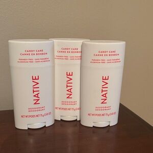 3 Native Candy Cane Deodorant - Red and White
